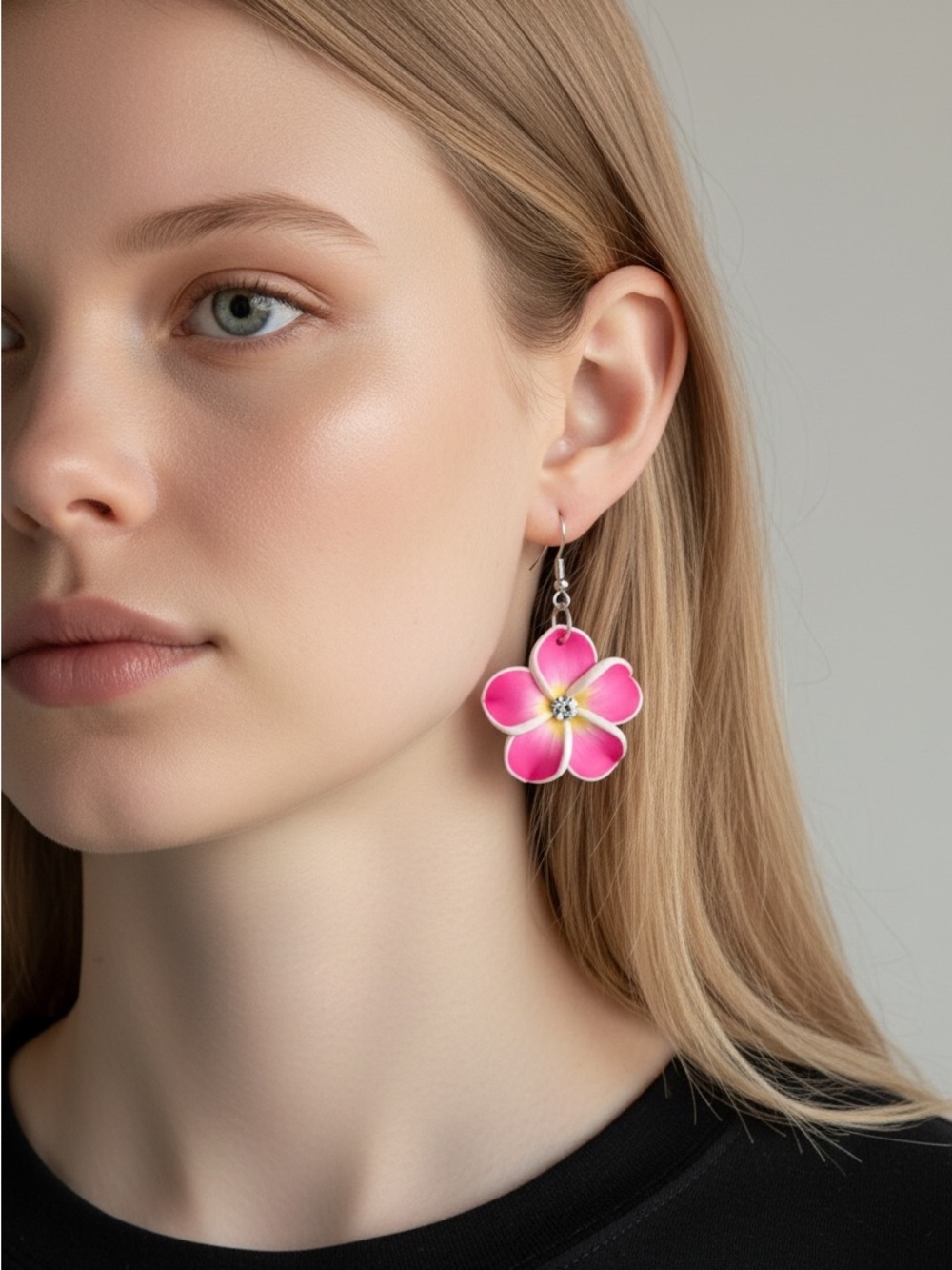 9/16 Pink Floral Drop Earrings - Fashion Jewelry